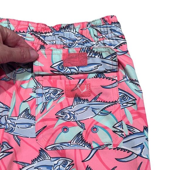 Vineyard Vines Boys Chappy Fish Printed Lined Swim Trunks Size 7 - Picture 6 of 6